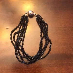 Black spinel sterling silver bracelet